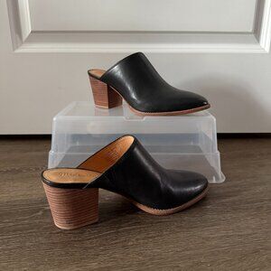 Madewell English Saddle Harper Leather Mules, Black Size 8